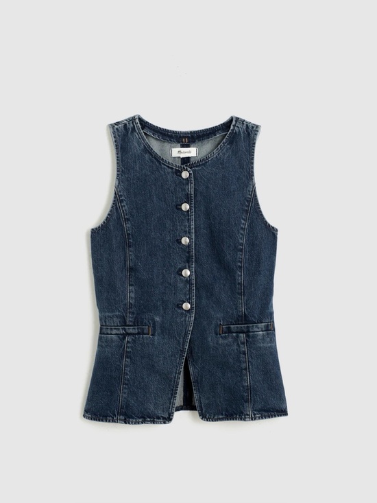 Madewell Jackets & Blazers - Madewell Greendale Wash Denim Crewneck Vest Size 8 NWOT